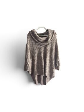 Outback Red Taupe Cowl Neck Knit Poncho Sweater